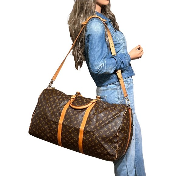 Louis Vuitton Handbags - AUTH Louis Vuitton Travel Bag Boston Keepall Bandouliere 60 Brown Monogram LV